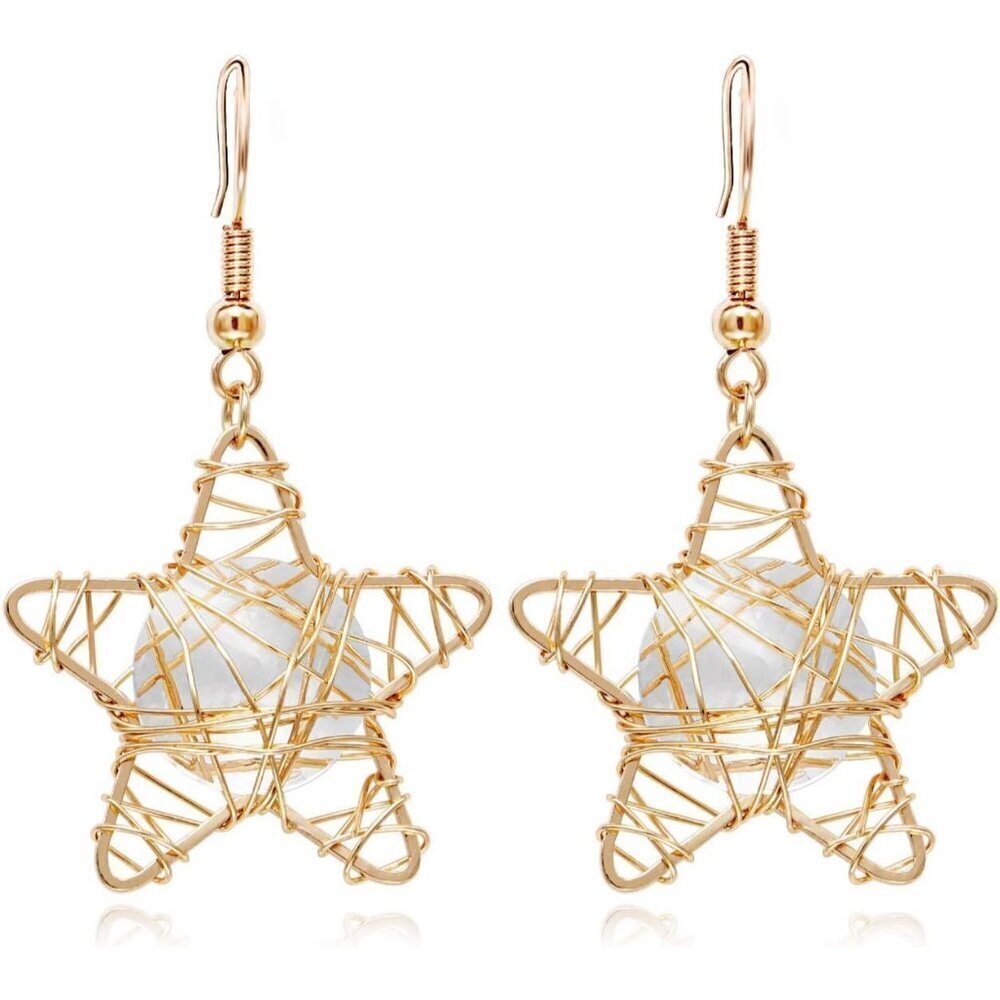 Gold Filigree Cut-out Dangling Tassel Jewelry Chandelier star  Earrings